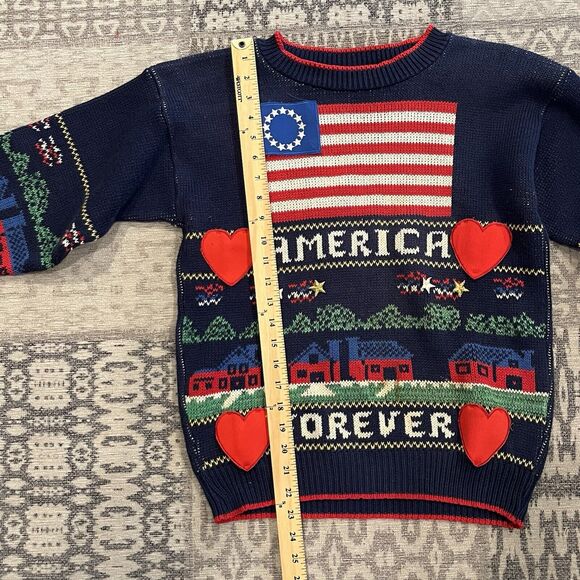 Sweater Loft Womens Patriotic Sweater Small Vintage America Forever Made In USA - Picture 9 of 11